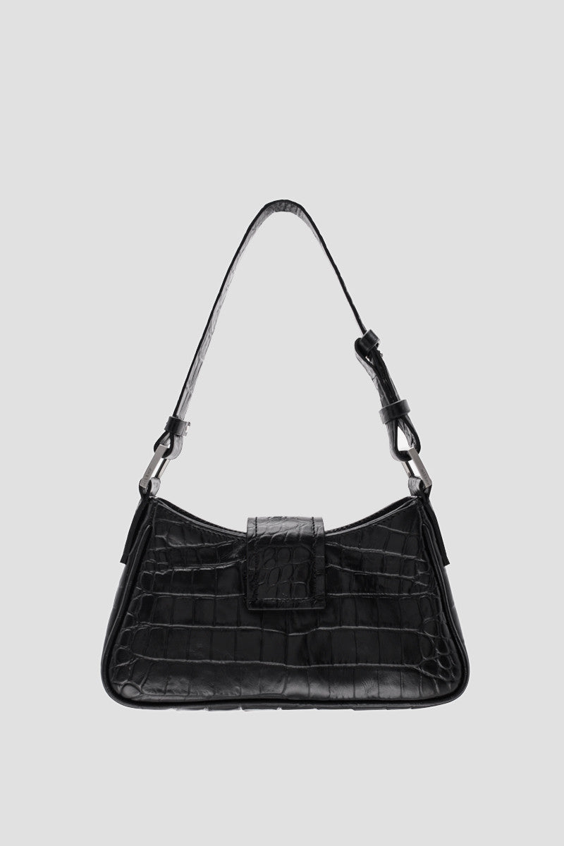 SCHULTERTASCHE LEDER KLEIN CROCO