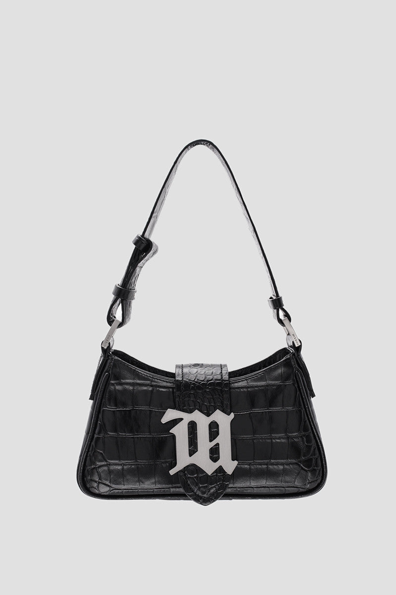 SCHULTERTASCHE LEDER KLEIN CROCO