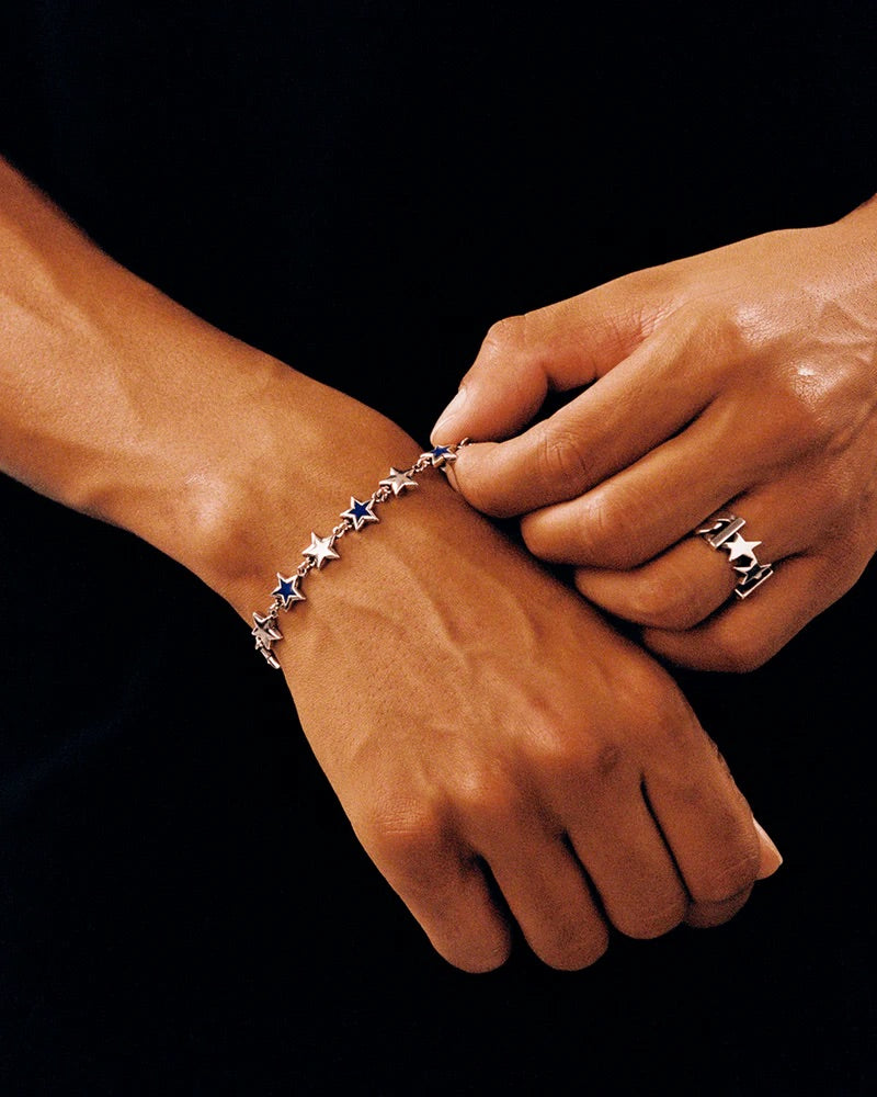 Blue Enameled Stars Bracelet