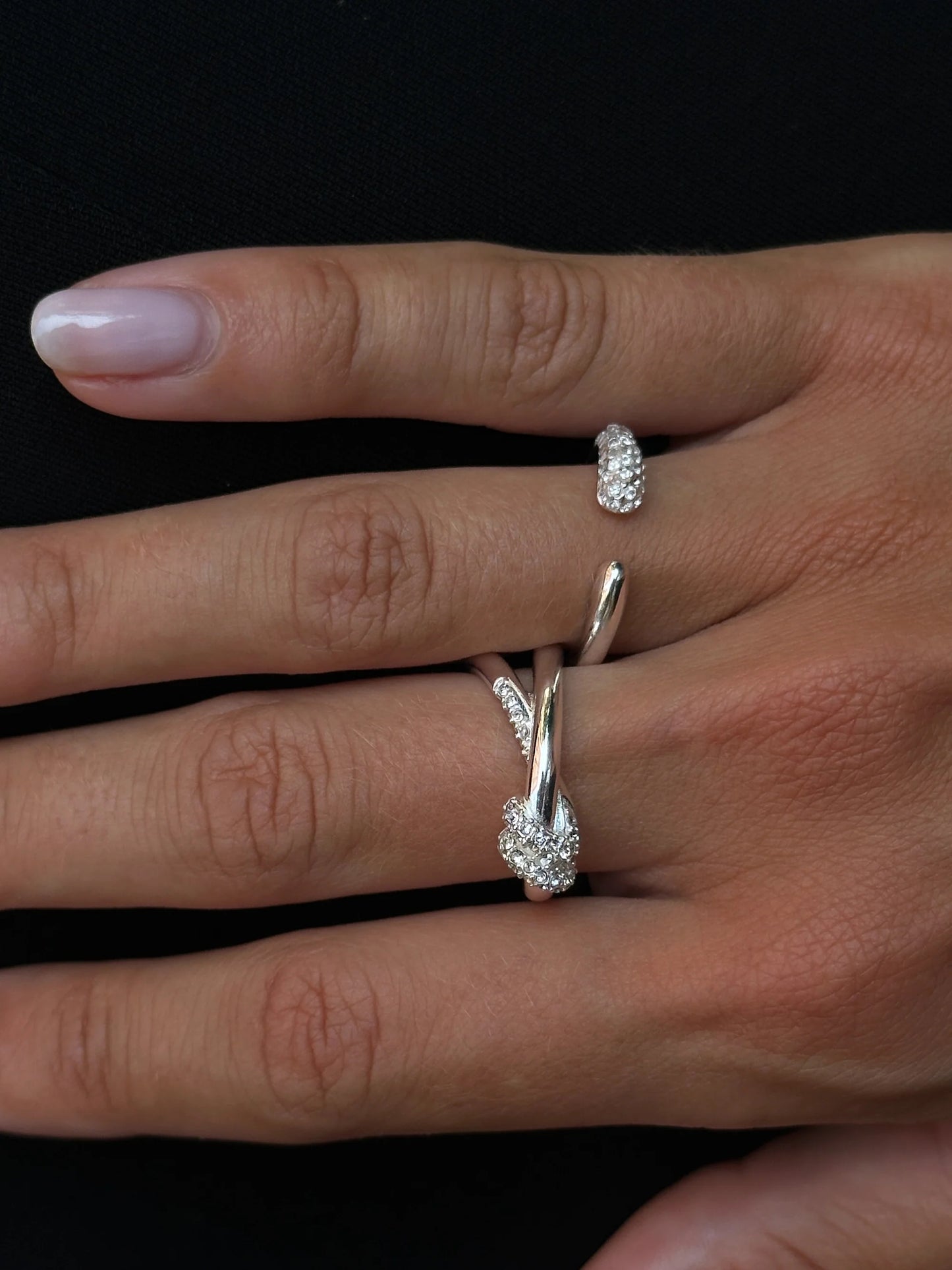 Adjustable Pavé Ring Silber