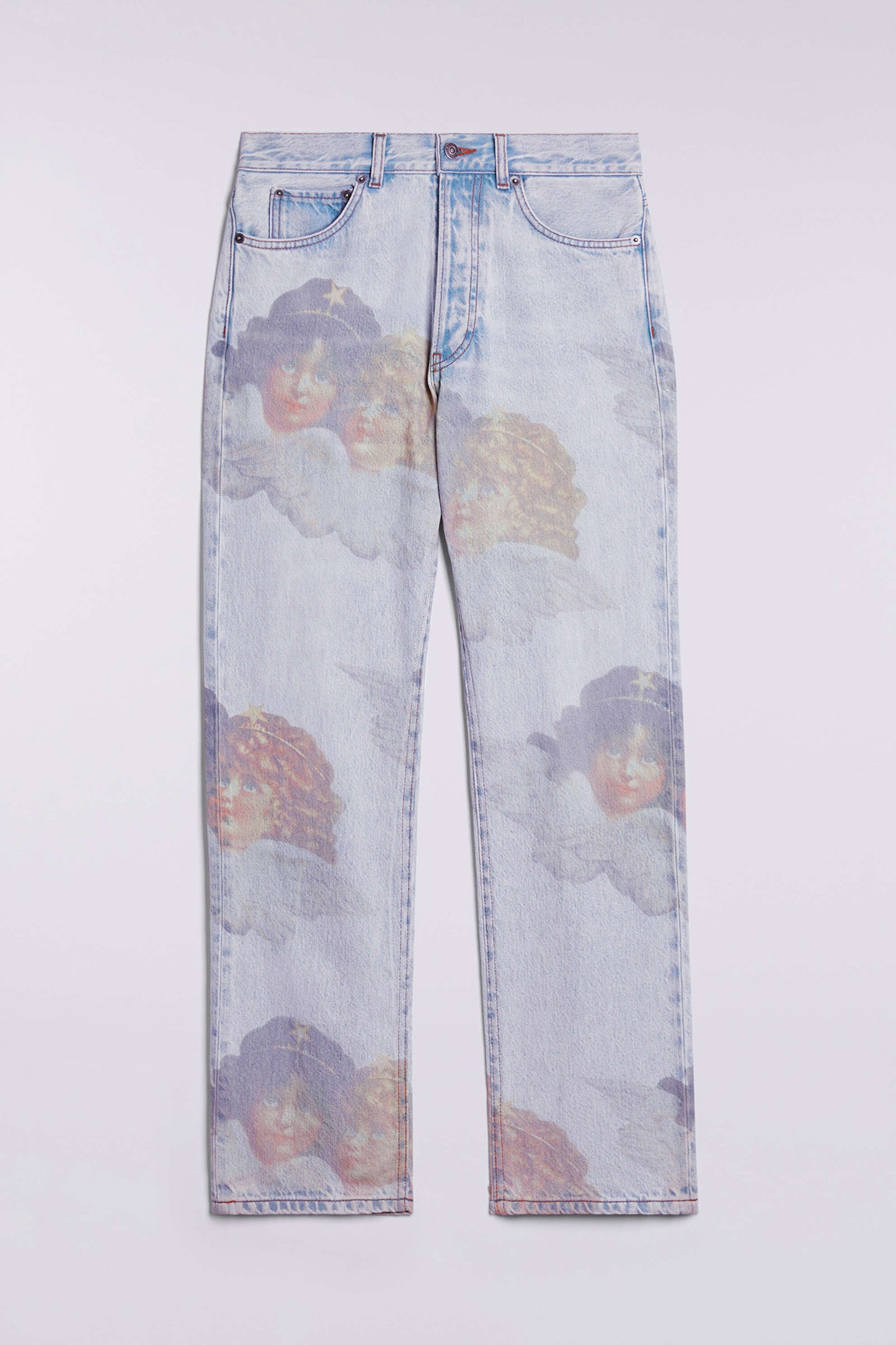 Angel Print Mid Blue Regular Fit Jeans