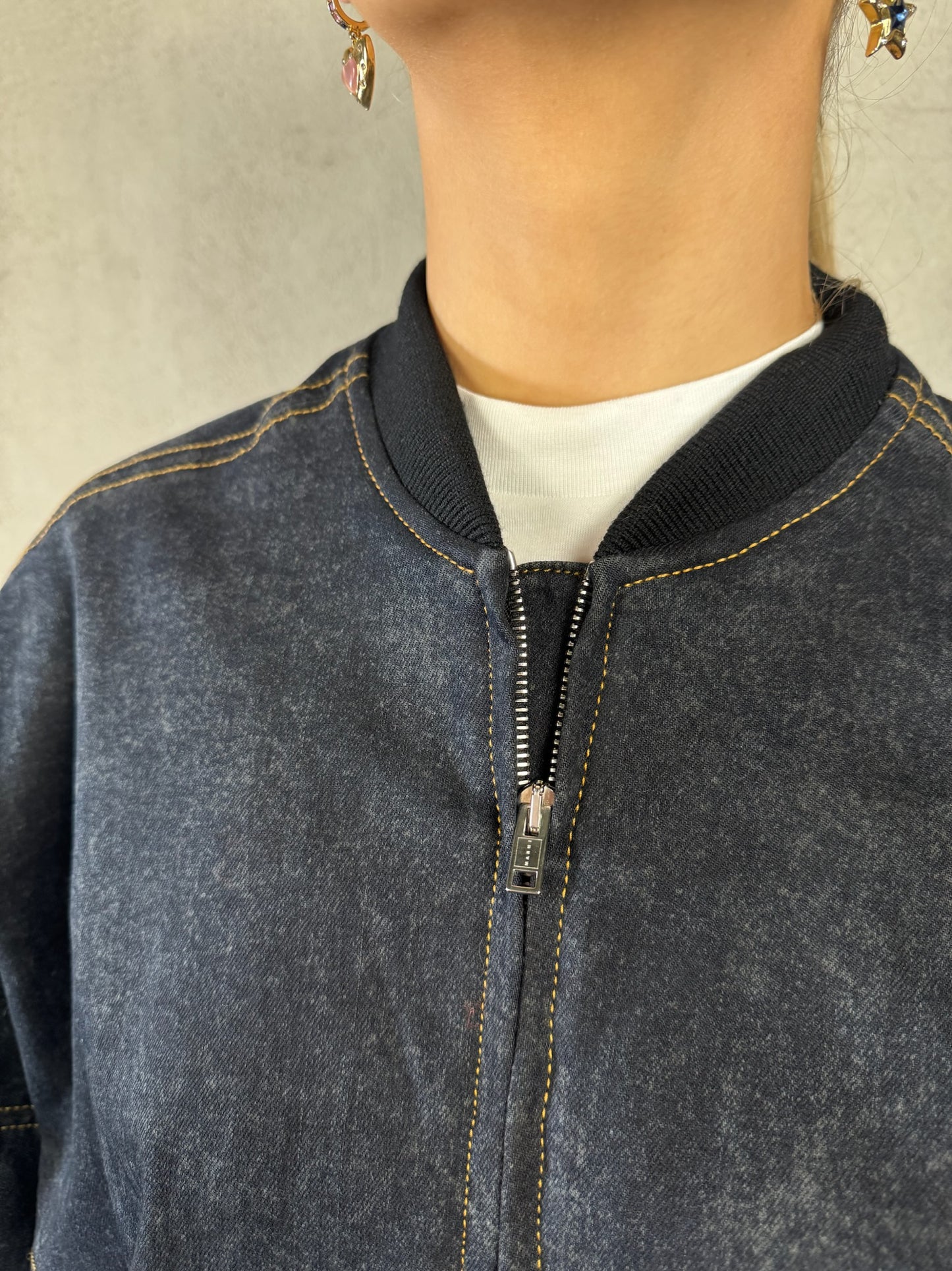 Marble Dyed Stretch Denim Jaket