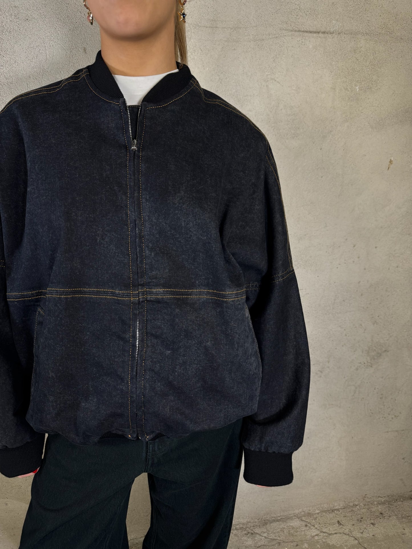 Marble Dyed Stretch Denim Jaket