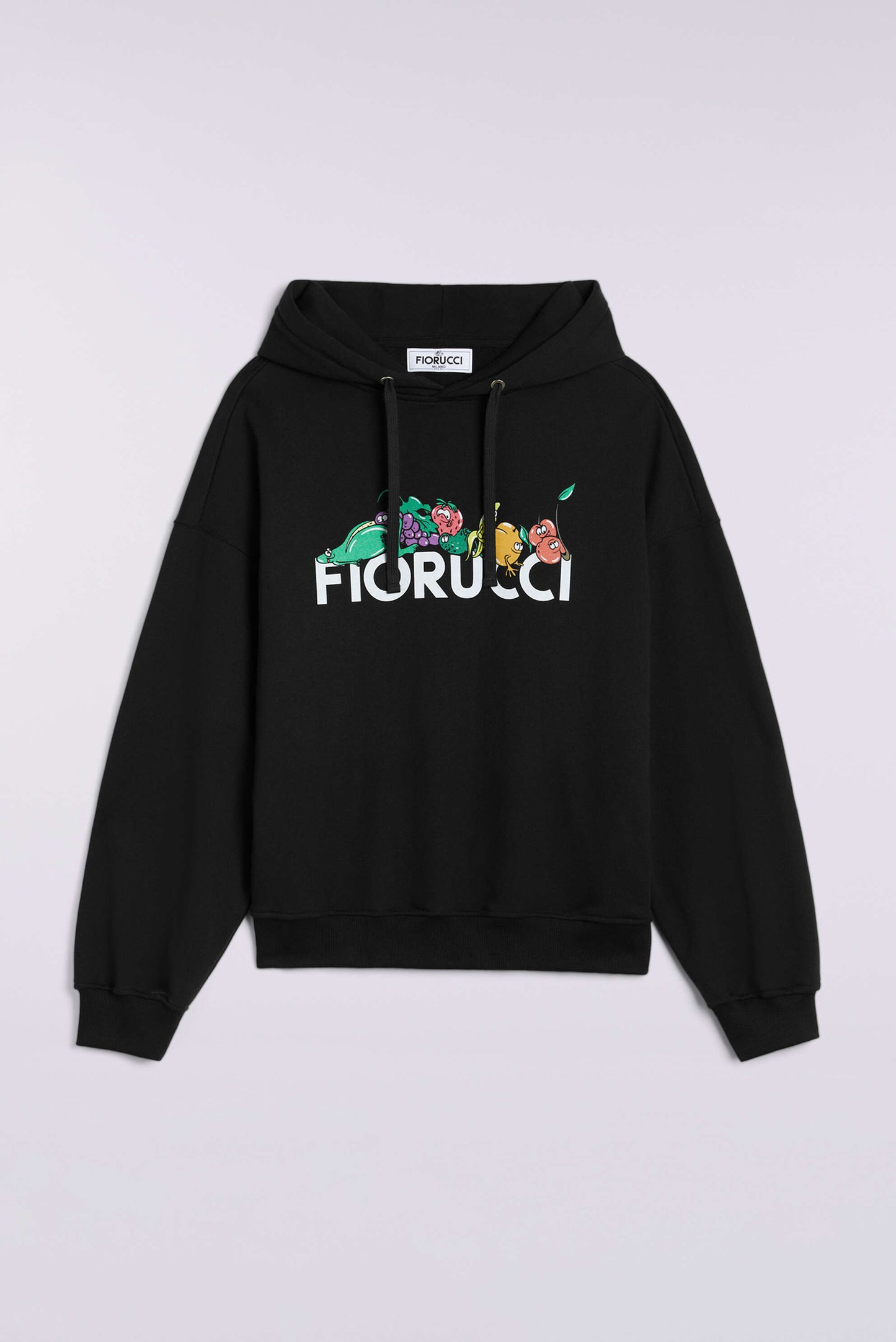 Black Fruit Print Hoodie
