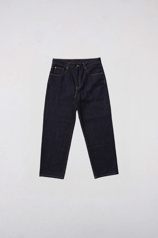 Raw denim wide leg pants