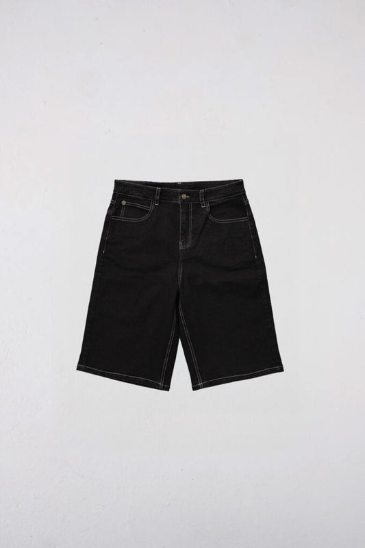 Denim contrast thread short
