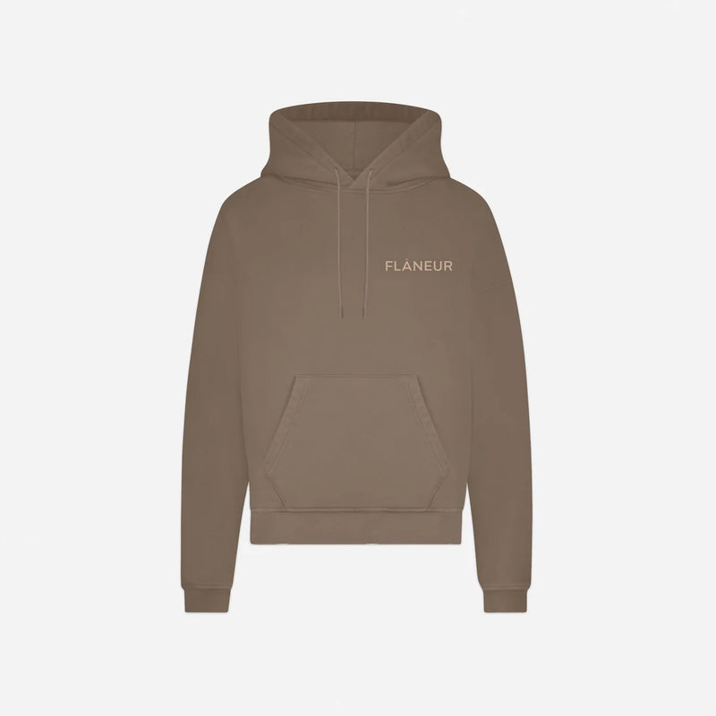 Flaneur Double Logo Washed Hoodie – Frontansicht