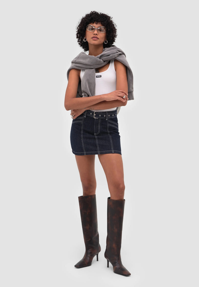WRSTBHVR Leandra Denim Skirt – Frontansicht