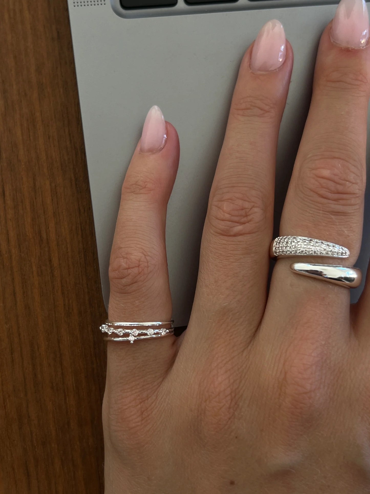 Muli Collection Solo Zirconia Stacker Ring Silber – Detailansicht