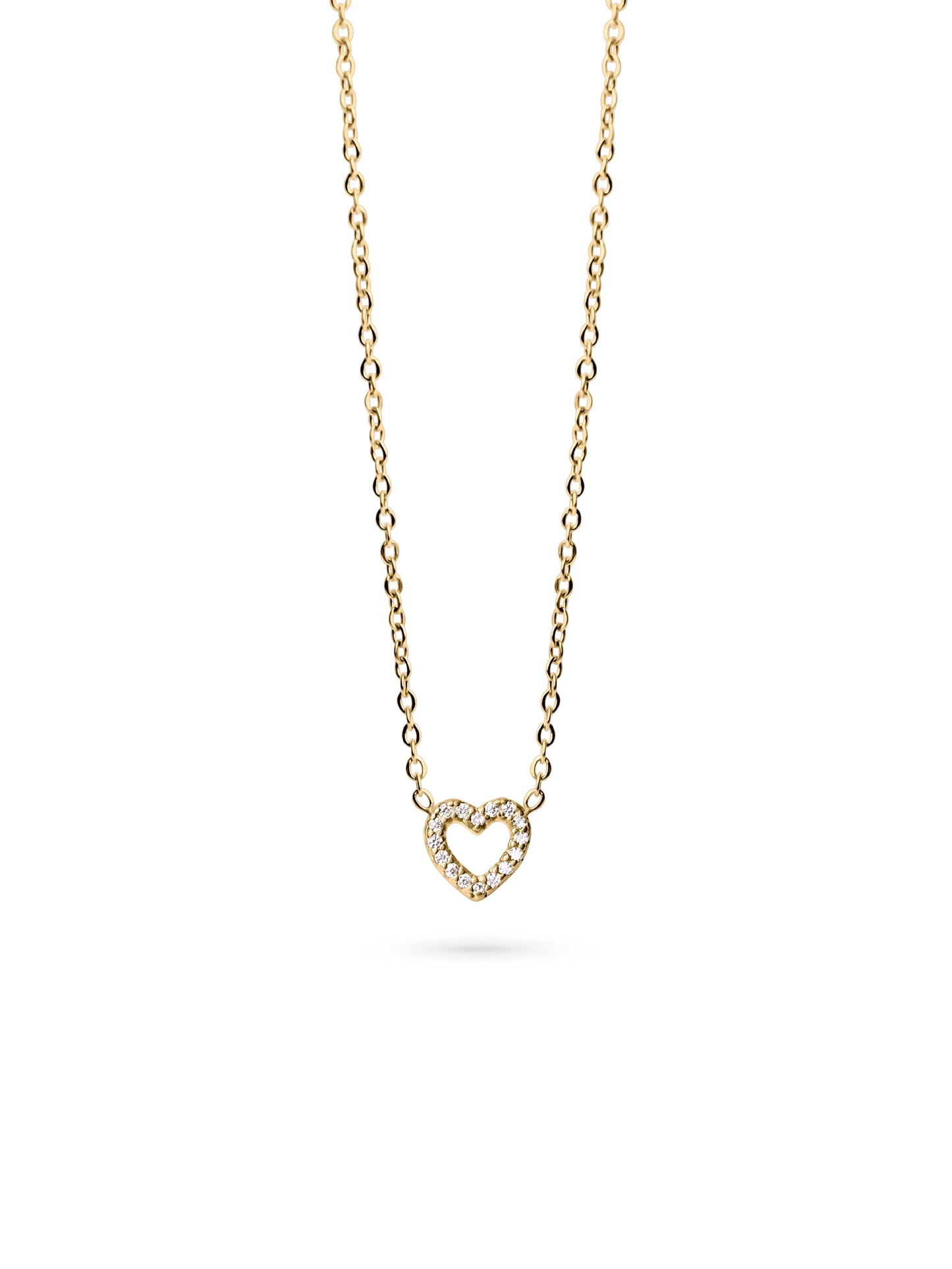 Muli Collection Zirconia Heart Necklace Gold – Frontansicht
