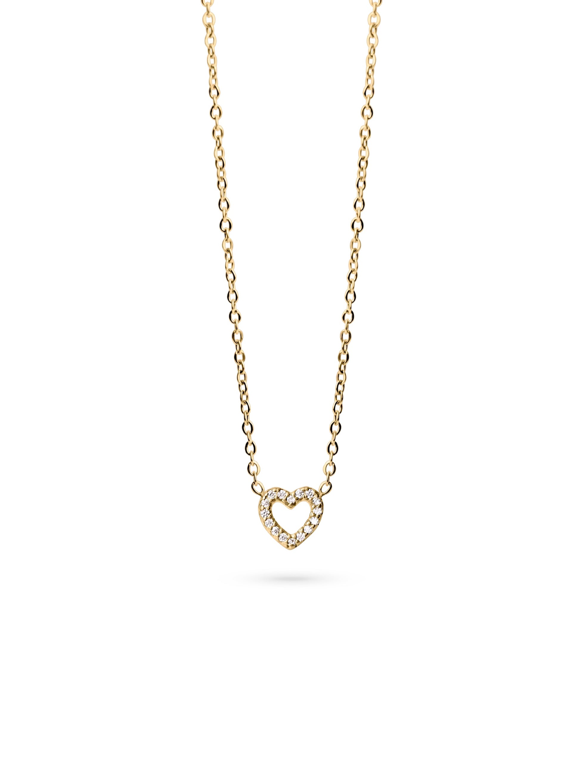 Muli Collection Zirconia Heart Necklace Gold – Frontansicht