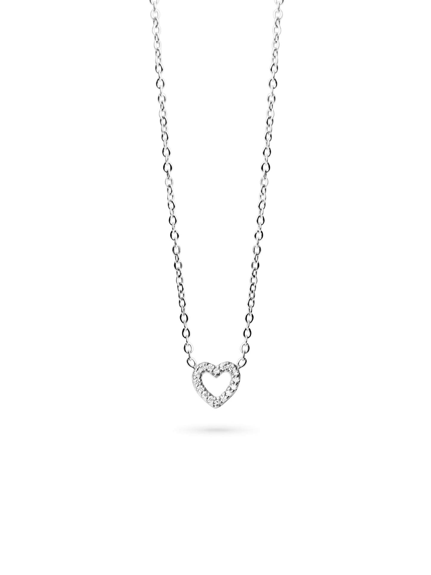 Muli Collection Zirconia Heart Necklace Silber – Frontansicht