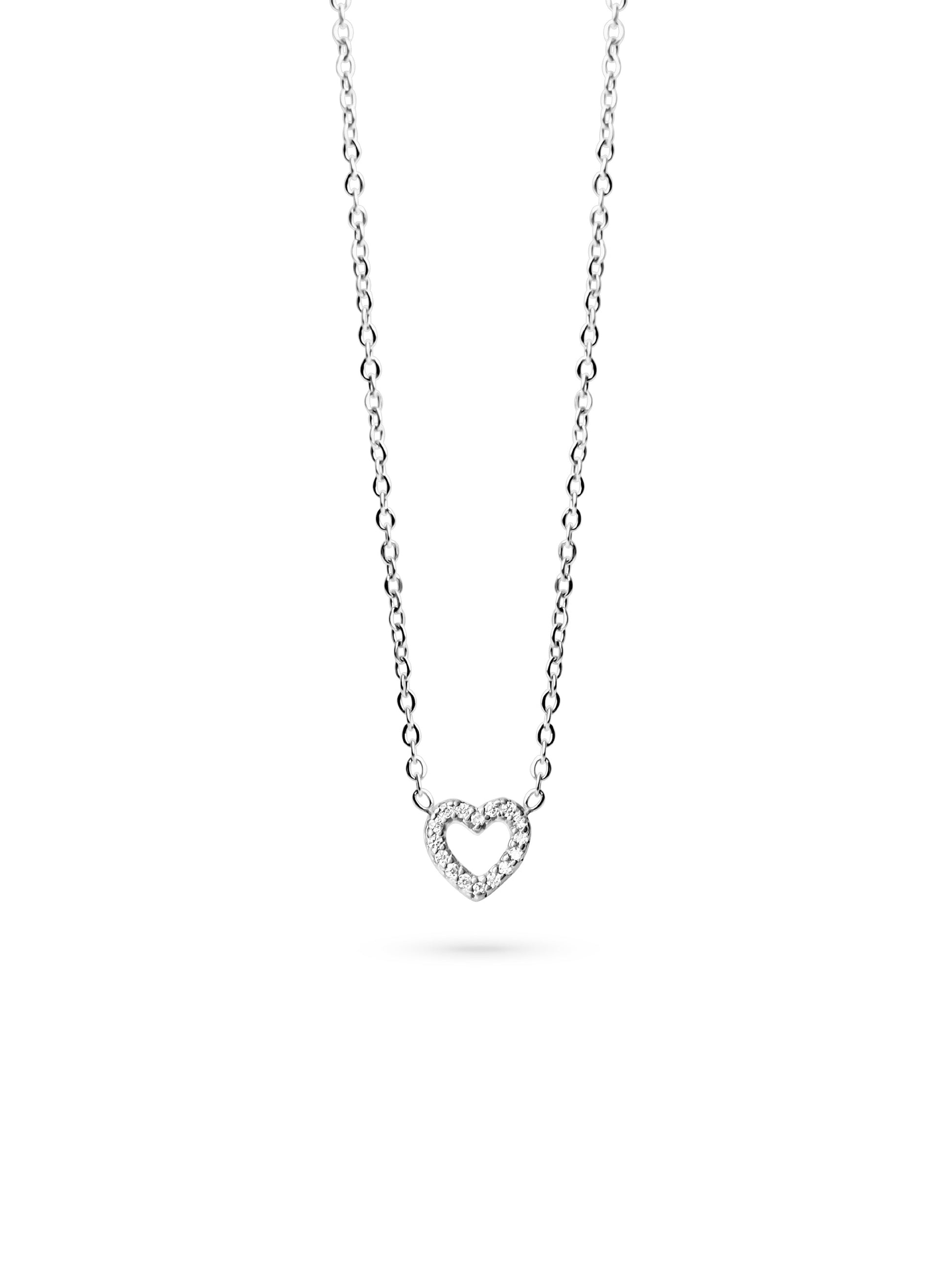 Muli Collection Zirconia Heart Necklace Silber – Frontansicht
