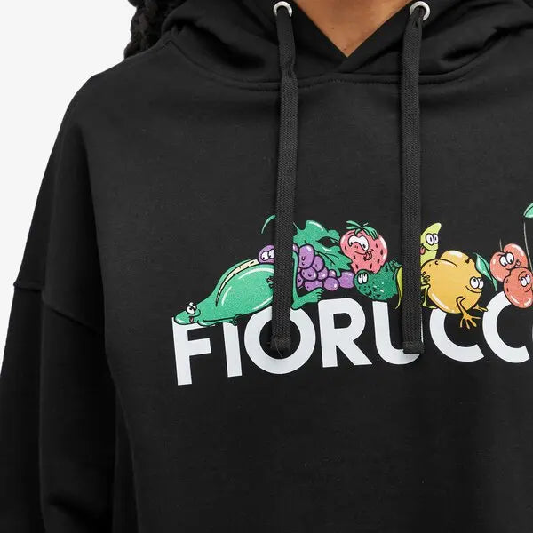 Black Fruit Print Hoodie