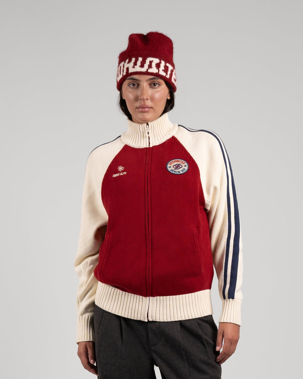 Prohibited Swiss Alps Knit Jacket Red – Bild 6