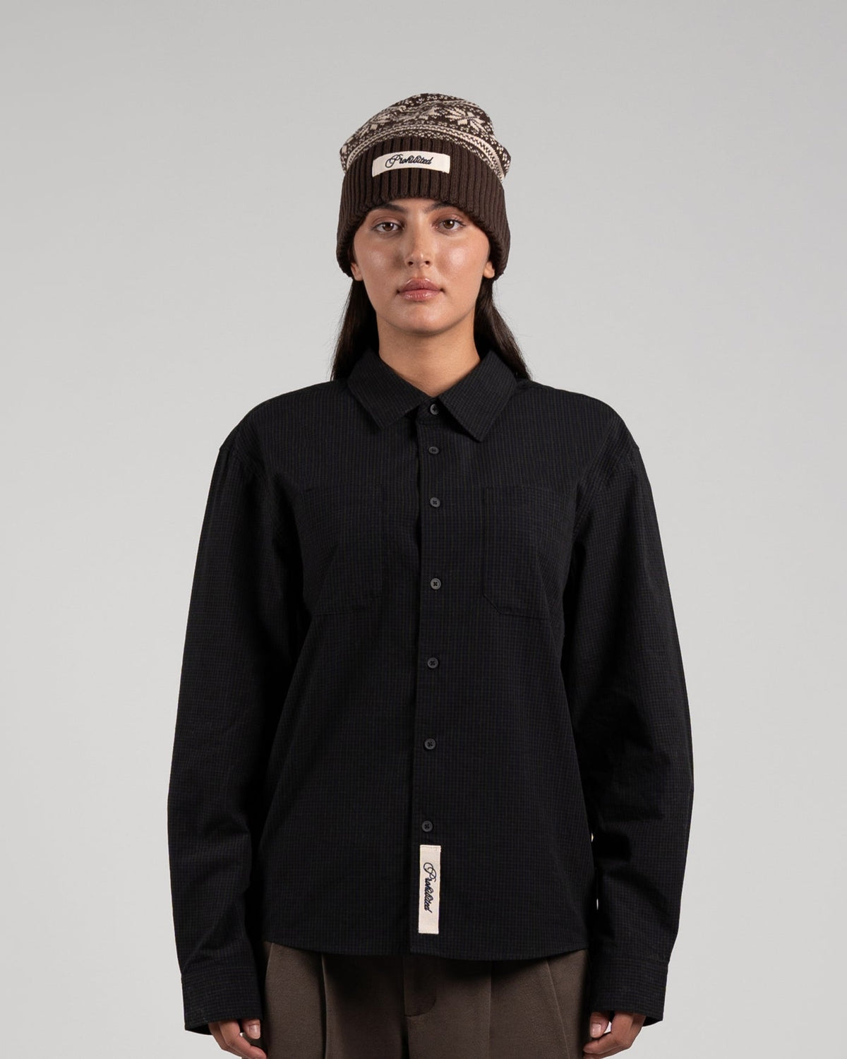 Prohibited Alpine Checkered Dress Shirt Black/Dark Blue – Bild 6