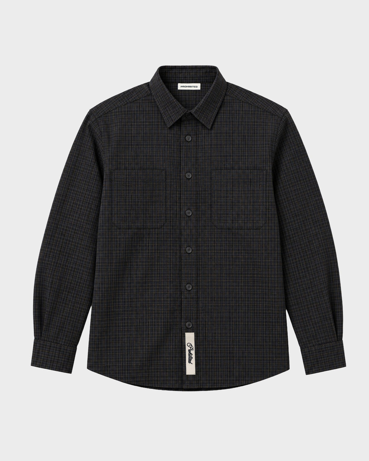 Prohibited Alpine Checkered Dress Shirt Black/Dark Blue – Vorderseite