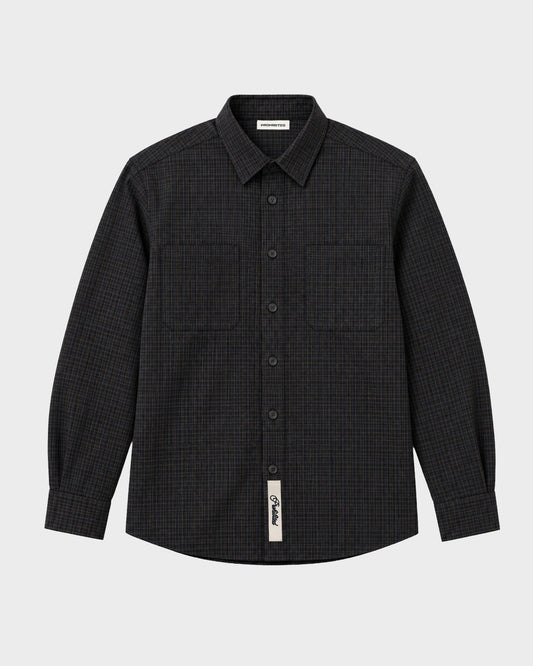 Prohibited Alpine Checkered Dress Shirt Black/Dark Blue – Vorderseite
