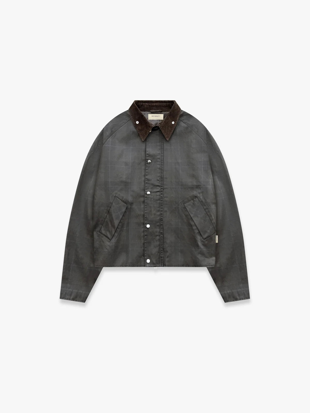 CHECKERED WAXED HUNTING JACKET - DARK BLUE