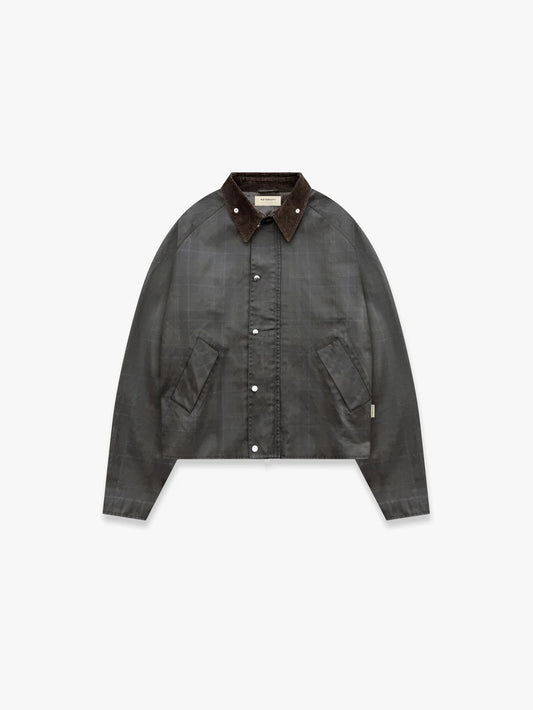 CHECKERED WAXED HUNTING JACKET - DARK BLUE