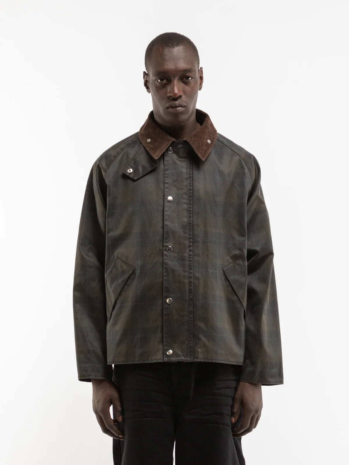 CHECKERED WAXED HUNTING JACKET - DARK BLUE