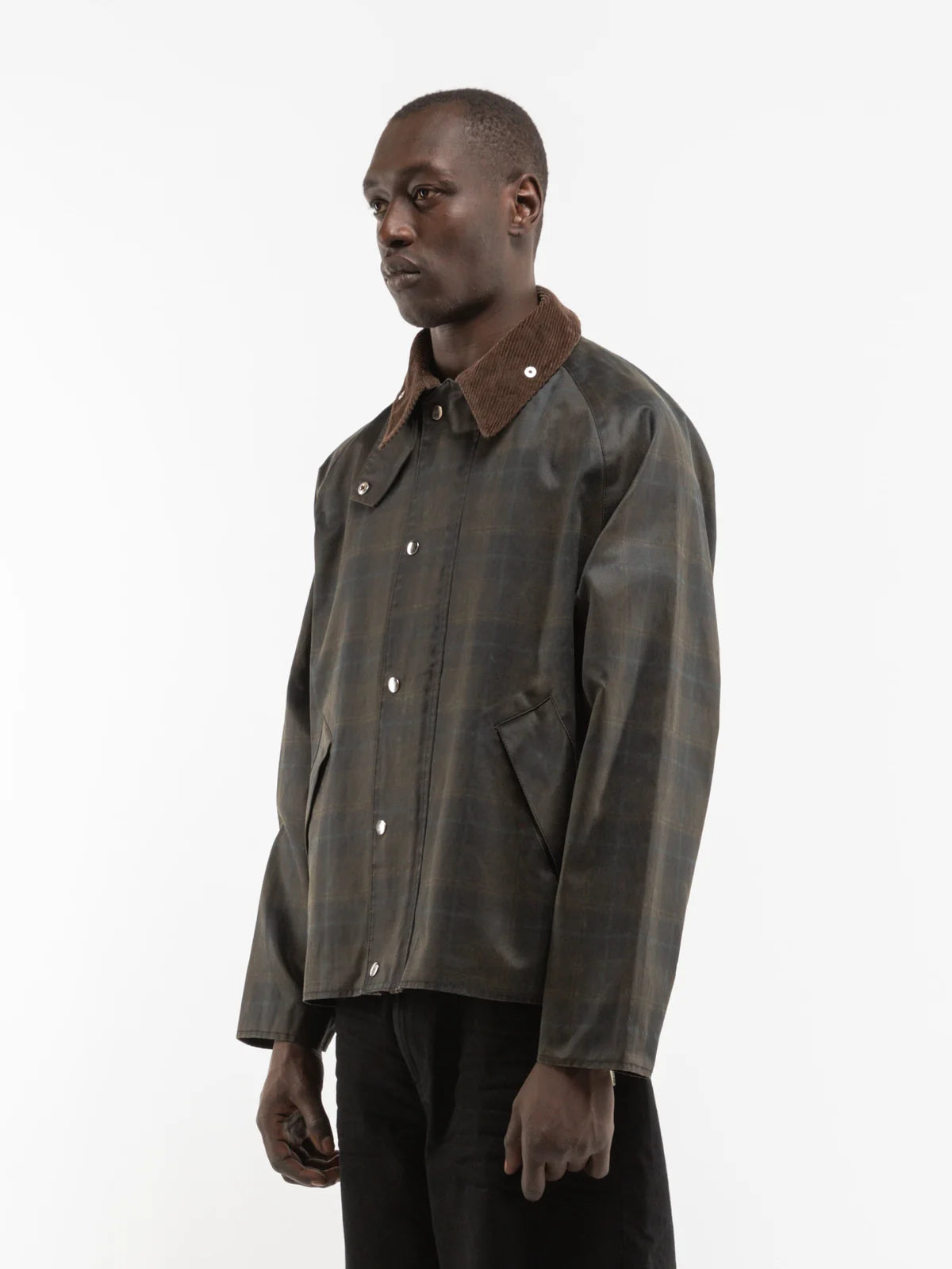 CHECKERED WAXED HUNTING JACKET - DARK BLUE