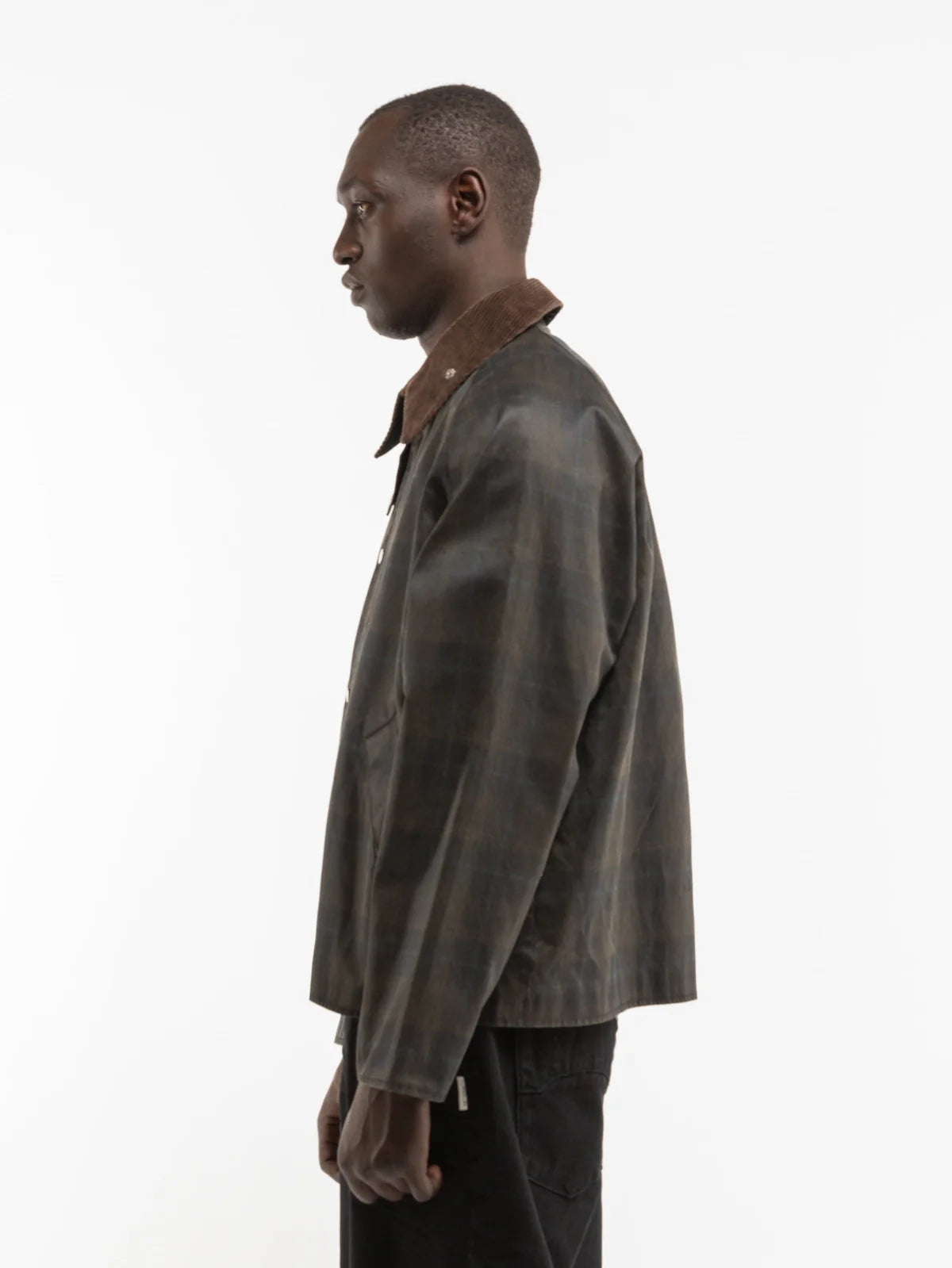 CHECKERED WAXED HUNTING JACKET - DARK BLUE