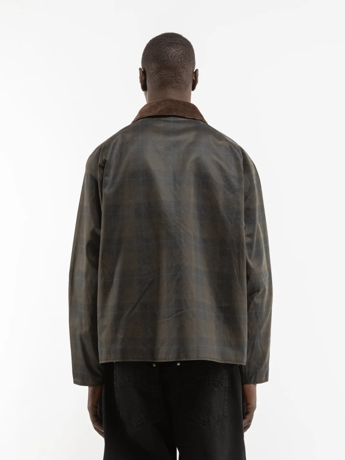 CHECKERED WAXED HUNTING JACKET - DARK BLUE
