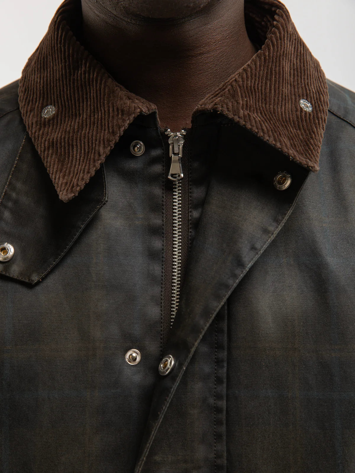CHECKERED WAXED HUNTING JACKET - DARK BLUE