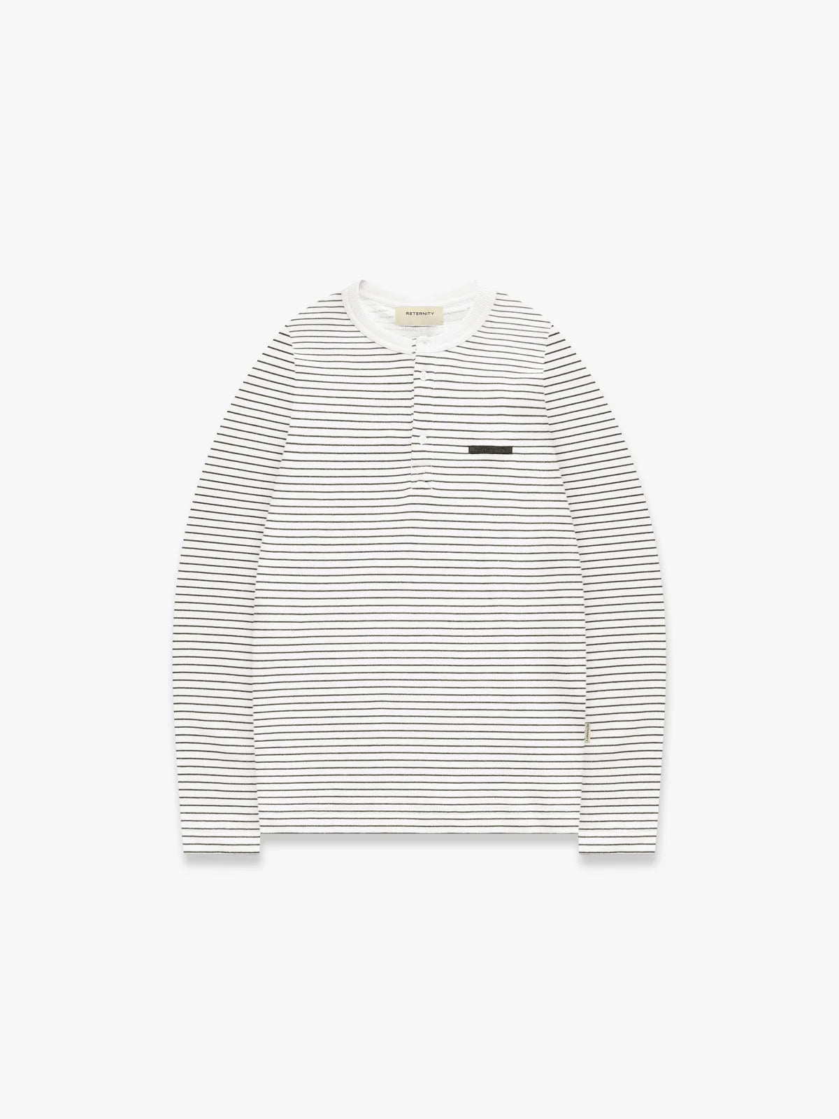 HENLEY STRIPE LONGSLEEVE - OFF WHITE/NAVY