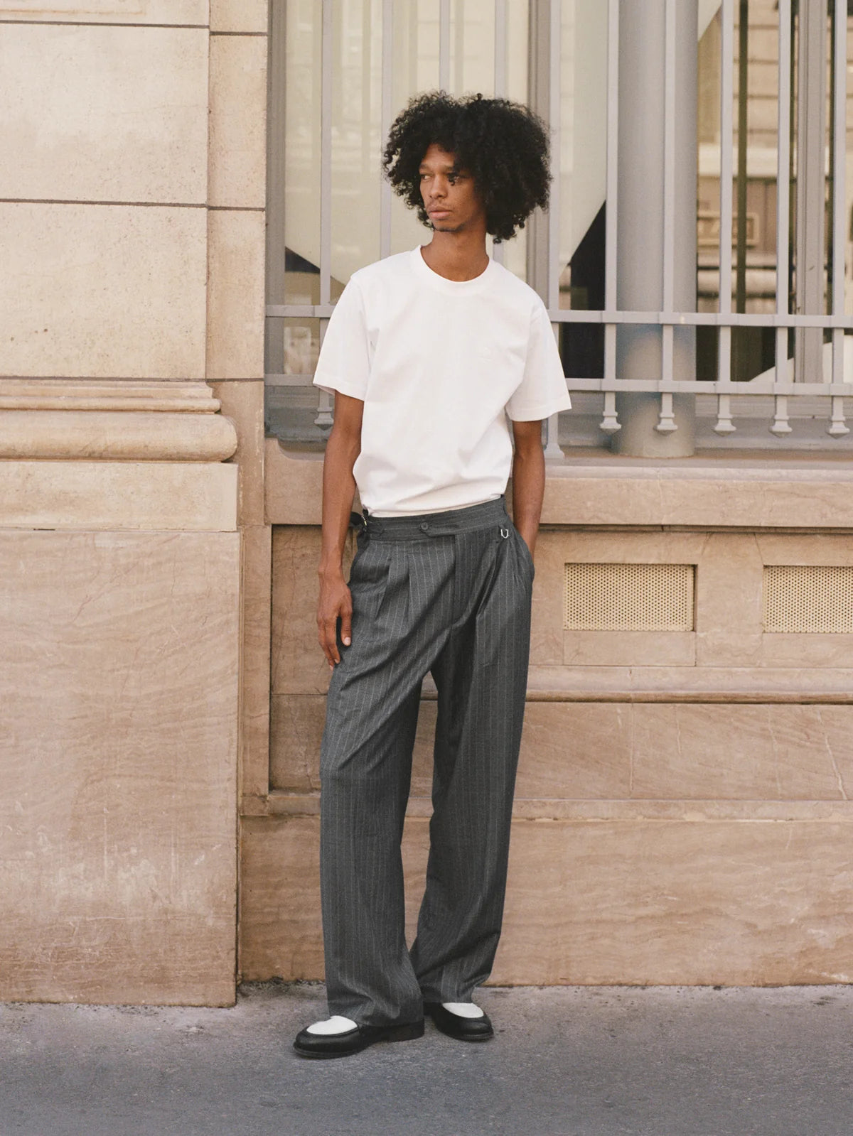 TAILORED BAGGY PANTS - PINSTRIPE GREY