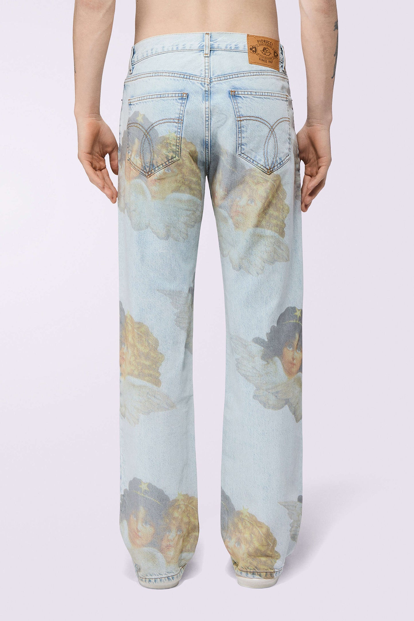 Angel Print Mid Blue Regular Fit Jeans