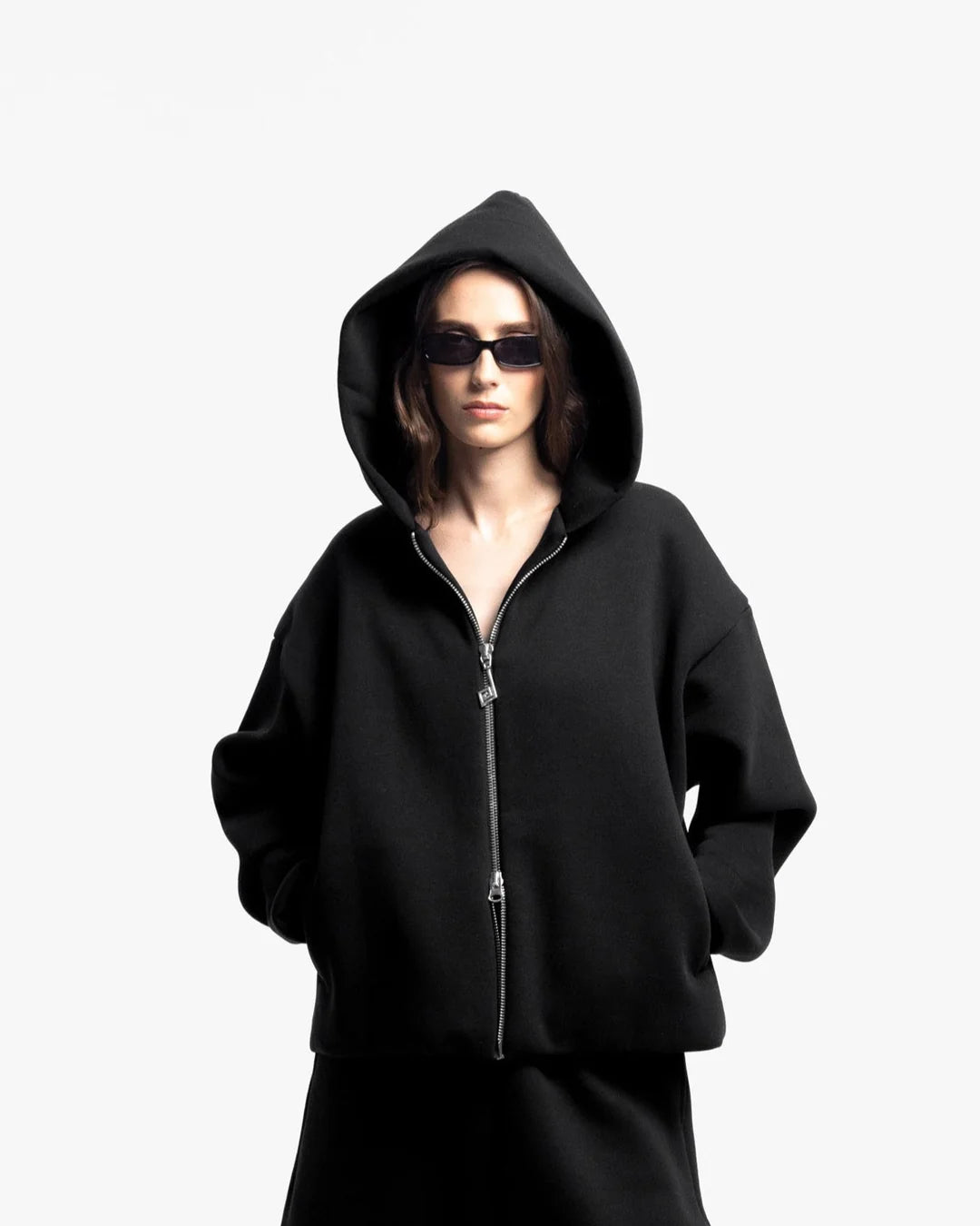 Two-Way Zip Hoodie Black