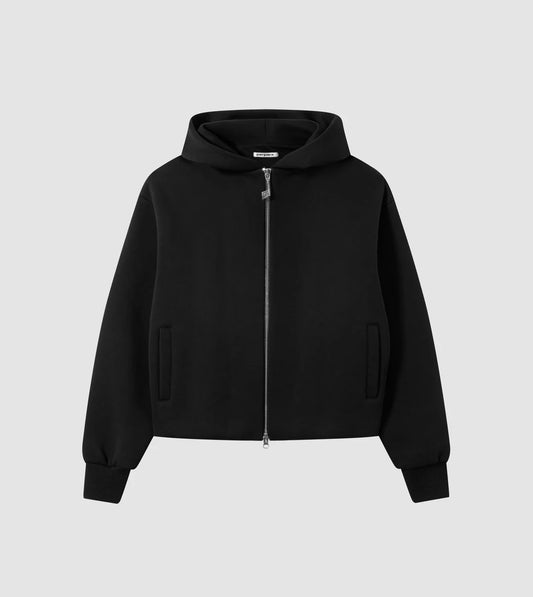 Two-Way Zip Hoodie Black